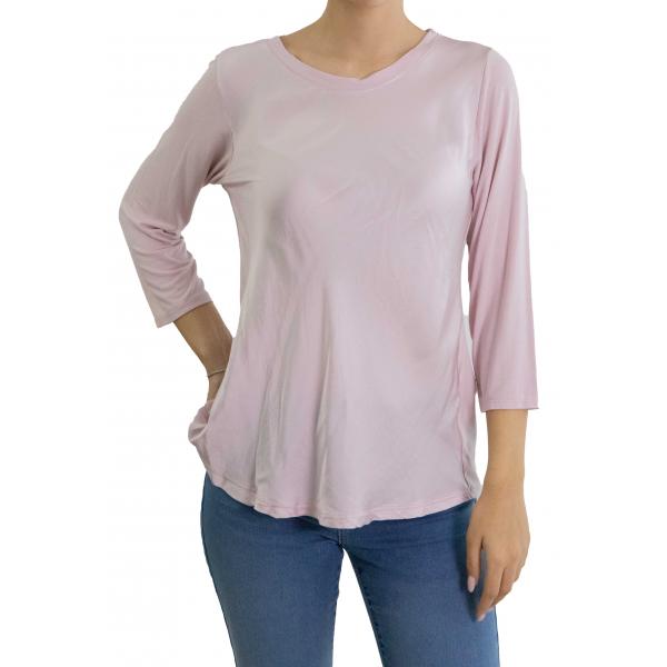 Blusa girocollo con manica 3/4 